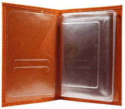Обложка для паспорта " Имидж " рыжая, натуральная кожа, сплошное тиснение