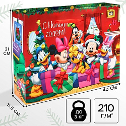 Пакет подарочный новогодний «С Новым годом!», 31×40×11.5 см, упаковка, Микки Маус