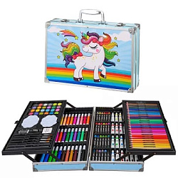 Набор для творчества " Basir " Радужный единорог 145 маслянная пастель- 24цв, акварель- 24цв, акваре