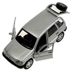 Машина металл LADA NIVA 12 см, двери, багаж, инерц, серебристый, кор. Технопарк в кор.2*36шт