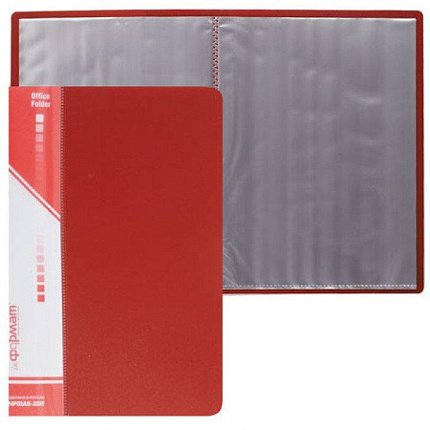 Папка А5 20файлов " InФормат " красный пластик, карман