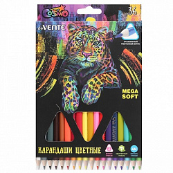 Карандаши " deVente " Trio Mega Soft 36цв трехгранные, деревянные, картонная упаковка, европодвес