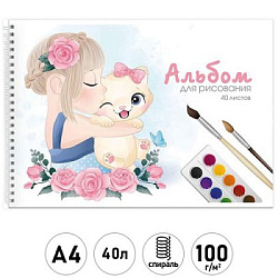 Альбом А4 40л спираль " Академия Групп " Мой котенок, обложка- мелованный картон, глиттер, блок- офс