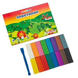 Пластилин " Цветик " Классика  16цв 240г со стеком, картонная упаковка