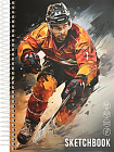 Скетчбук А5, 64л, ХОККЕИСТ -1 (64-1787) 7БЦ, на спирали слева, матовая ламинация 100гм2