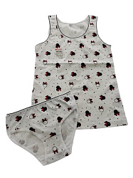 DONELLA ДЕТСКИЙ КОМПЛЕКТ ДЛЯ ДЕВОЧЕК (МАЙКА НА ТОНКИХ БРЕТЕЛЬКАХ+ТРУСИКИ ПЛАВКАМИ) ХЛОПОК 95% АССОРТ