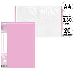 Папка 20файлов " KWELT " А4 Premium Pastel пион, пластик 0,6мм, бумажная вставка во внешний кармашек