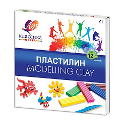 Пластилин Луч "Классика", 12 цветов, 240г, cо стеком, картон