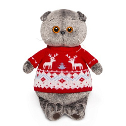 Ks25-089 Игрушка Кот Басик в свитере с оленями