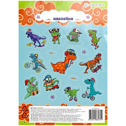 Наклейки " Проф-Пресс " А5 Bright kids Динозавры, с блестками, пакет, европодвес