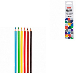 Карандаши цветные деревянные Concept 06цв " Hatber " стираемые трехгранные, картонная упаковка, евро