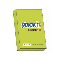 Бумага с клеевым краем 76*51мм 100л неон зеленая " Hopax "