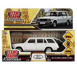 340048 Машина металл ВАЗ-2104 ЖИГУЛИ длина 12 см, двери, багаж, инерц, белый, кор. Технопарк в кор.2