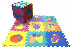 Коврик пазл №234-6 "Фрукты-овощи"/пленка/29*29/10шт