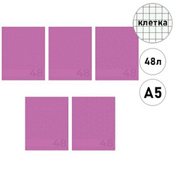 Тетрадь А5  48л клетка " Академия Групп " Амарантовый, офсет, на скобе, обложка - мелованный картон,