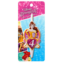 Свеча цифра тортовая 4 "Принцесса" мини №3554
