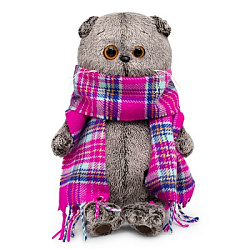 Ks19-246 Игрушка Кот Басик в ярко-розовом шарфе