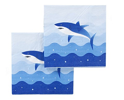 Сервировочные салфетки, Грозная акула, Разноцветный, 33*33 см, 12 шт.