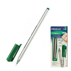 Ручка шариковая " Pensan " Triball зеленая 1,0мм, толщина письма 0,7мм, игольчатый пишущий узел, чер