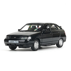 Машина металл ваз-2112 12 см, двери, багаж, черн, кор. Технопарк в кор.2*36шт