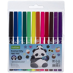 Фломастеры " Hatber " ECO Плюшевые панды 12цв круглые, вентилируемый колпачок, блистер, европодвес