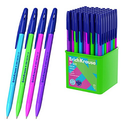 Ручка шариковая " Erich Krause " R-301 Stick&Grip Neon синяя 1,0мм, толщина письма 0,5мм,цветной кор