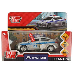 Машина металл свет-звук HYUNDAI ELANTRA ПОЛИЦИЯ 12 см, двер, багаж, ин, кор. Технопарк в кор.2*36шт