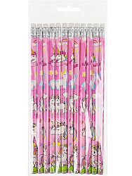 TM"Legend"Карандаш ч/г, дерево, круг., незаточ.,с ласт., 4цв микс. ЕДИНОРОГИ (КЧ-1770) в пак, кр12