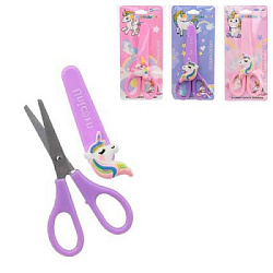 Ножницы детские " Basir " 13,5см Единорожка с пластиковыми ручками, ассорти, фигурный пластиковый че