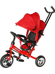 Велосипед трёхколесный с ручкой МЕРКУРИЙ (колеса EVA 10"/8") красный (Арт. ВЛ-0867)