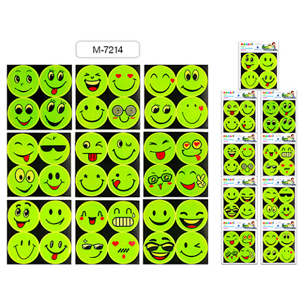 Набор светоотражающих наклеек " Mazari " Смайлы 4шт, европодвес