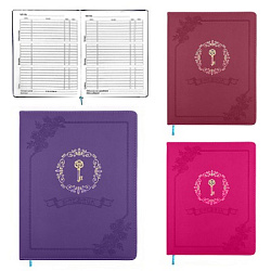 Дневник 1-11 класс искусственная кожа " KWELT " Золотой ключик, ассорти (розовый, фиолетовый, бордов