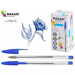 Ручка шариковая " Mazari " Nova синяя 1,0мм, толщина письма 0,5мм, пулевидный пишуший узел, пластико