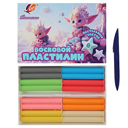 Пластилин " Луч " Фантазия 8цв (пастельные цвета) 120г восковой, мягкий, со стеком, картонная упаков