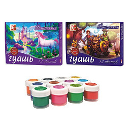 Гуашь ЛУЧ "Фантазия", 12 цветов по 15 мл, без кисти, картонная упаковка, 25С1529-08