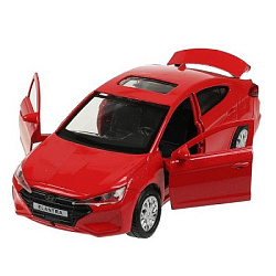 Машина металл HYUNDAI ELANTRA длина 12 см, двери, багаж, инер, красный, кор. Технопарк в кор.2*36шт