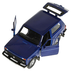 Машина металл LADA 4x4 12 см, двери, багаж, инерц, синий, кор. Технопарк в кор.2*36шт
