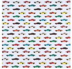 Бумага упаковочная крафтовая белая «Гоночные машинки», 50 x 70 см