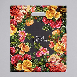 Пакет "Дикая роза", полиэтиленовый с вырубной ручкой, 40х50 см, 80 мкм 1464600