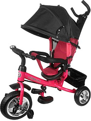 Велосипед трёхколесный с ручкой САТУРН (колеса EVA 10"/8" корзина) розовый (Арт. ВЛ-0619)