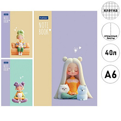 Блокнот МАЛЫЙ ФОРМАТ А6  40л " Hatber " Premium Уютные моменты, клетка, обложка - мелованная бумага,