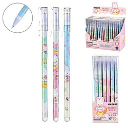 Ручка пиши-стирай " Mazari " Donut rabbit гелевая 0,38мм синяя, игольчатый пишущий узел, термочустви