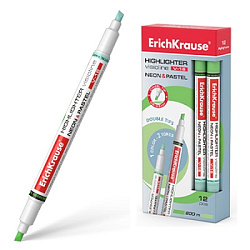 Текстовыделитель " Erich Krause " Visioline V-16 Neon+Pastel зеленый 0,6-3,3мм, двухсторонний, кругл