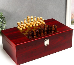 Шкатулка дерево для 2 бутылок "С шахматами" 36х11,5х20,5 см   7673841   
