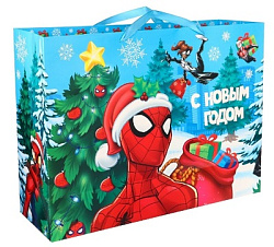 Пакет подарочный новогодний, 61х46х20 см, упаковка, Человек-паук