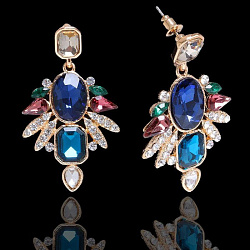 Серьги со стразами "Шик", цветные в золоте 1896319