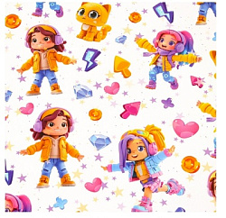 Бумага упаковочная,  глянцевая "Девушка и котик"  70 х 100 см 10385354