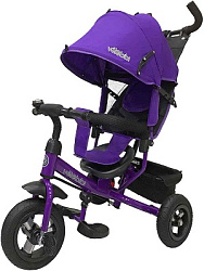 Велосипед трёхколесный с ручкой КОМЕТА (колеса надув. 10"/8" корзина) фиолетовый  (арт. ВЛ-5064)