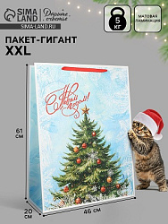 Пакет подарочный новогодний ламинированный «С Новым годом», XXL 61×46×20 см
