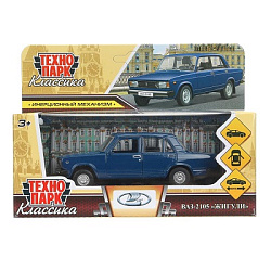 394960 Машина металл LADA ваз-2105 1997 12cm,двери,багаж,инерц.темно-синий,кор. Технопарк в кор.2*36